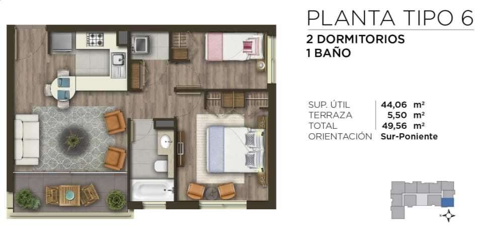 Edificio Silva 2D1B+Est+Bod Piso 10 (185449)