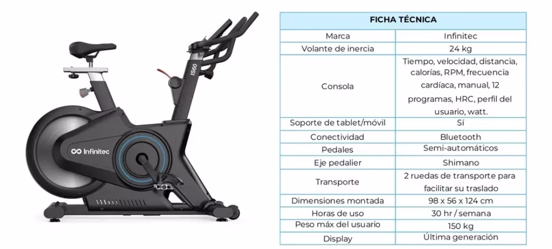 Bicicleta spinning smart Infinitec IS60