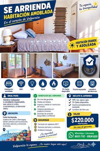 PIEZA AMOBLADA - VIVE TRANQUILO Y BIEN CONECTADO, VALPARAÍSO
