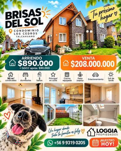 Hermosa casa en arriendo o venta condominio Brisas del Sol 3d/2b