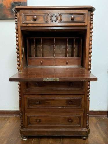 Secreter de madera antiguo/escritorio con tapa abatible