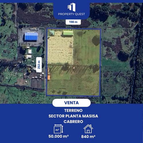 VENTA AMPLIO TERRENO INDUSTRIAL SECTOR PLANTA MASISA - CABRERO