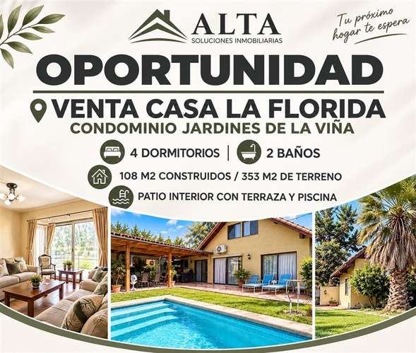 VENTA CASA de 4dorm 2baños- Jardines de la Viña La Florida