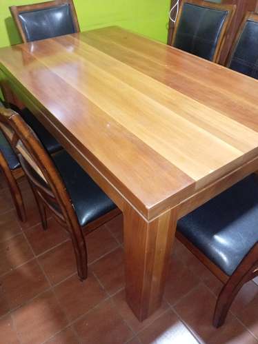 Mesa comedor rauli 90 x150 más 6 sillas