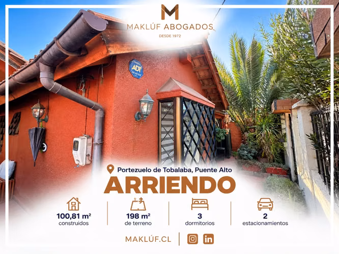 Casa 3 dormitorios en arriendo, cercano a Mall Tobalaba, Puente Alto