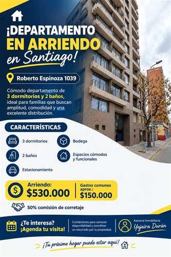 Departamento en arriendo de 3 dorm. en Santiago