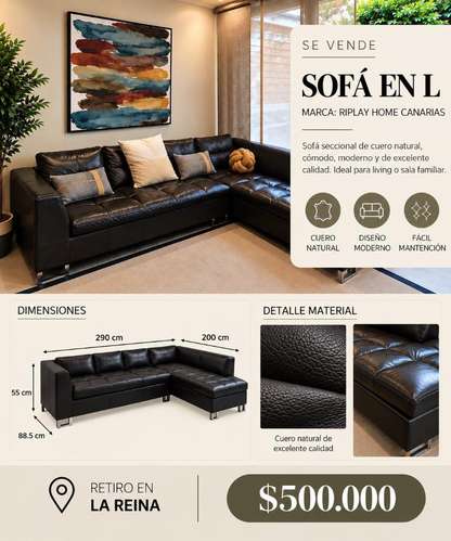 Sofá L cuero