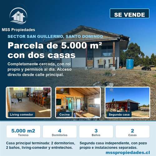 Parcela 5000m2 2 Casas Pozo Propio Santo Domingo