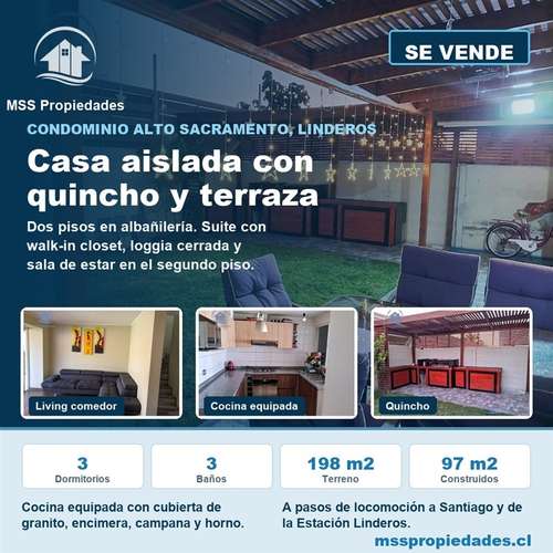 Casa 3 Dorm Quincho Suite Condominio Alto Sacramento Buin