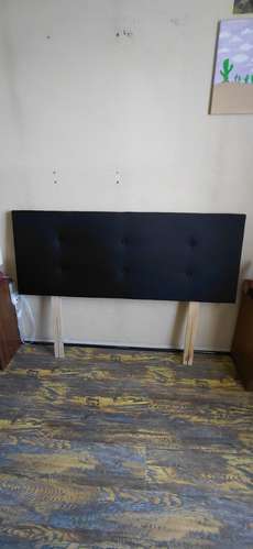 Cama Europea 2 Plazas + Respaldo Negro
