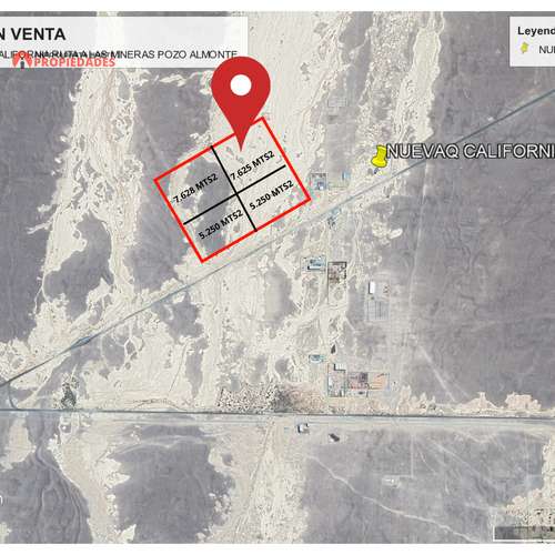 VENTA DE TERRENOS — SECTOR NUEVA CALIFORNIA, POZO ALMONTE