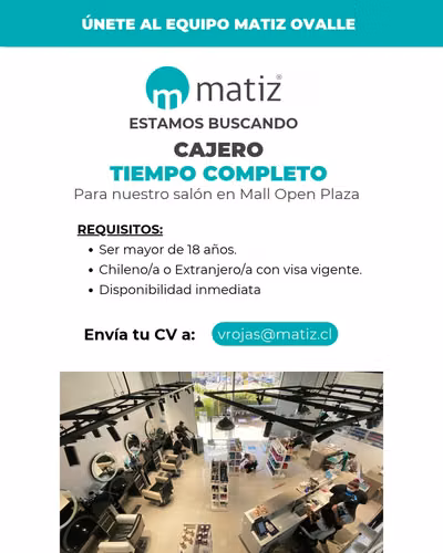 BUSCAMOS CAJERO/A EN OVALLE