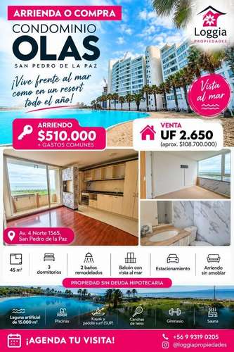 Arrienda o venta frente al Mar depa Edificio Olas 3d/2b/1e entrega inmediata