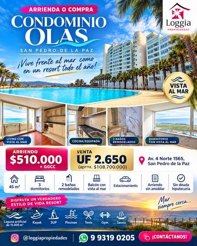 Arrienda o venta frente al Mar depa Edificio Olas 3d/2b/1e entrega inmediata - Imagen 7