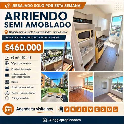 Departamento rebajado  condominio Santa Leonor