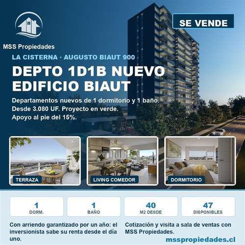 Depto 1 Dorm 1 Baño Edificio Biaut La Cisterna