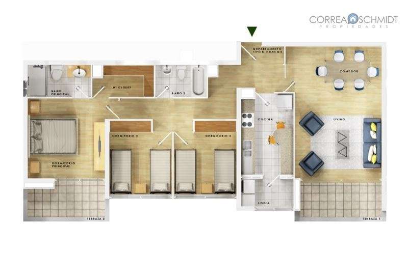 Departamento en arriendo Cond. Jardines de Lo Matta, Rgua.