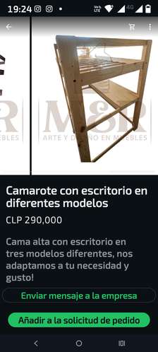 Cama y escritorio tipo camarote