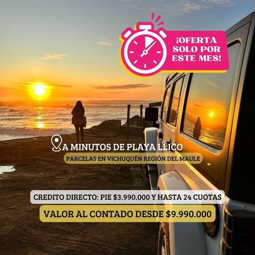 Parcelas en venta en Vichuquén a minutos playa Llico