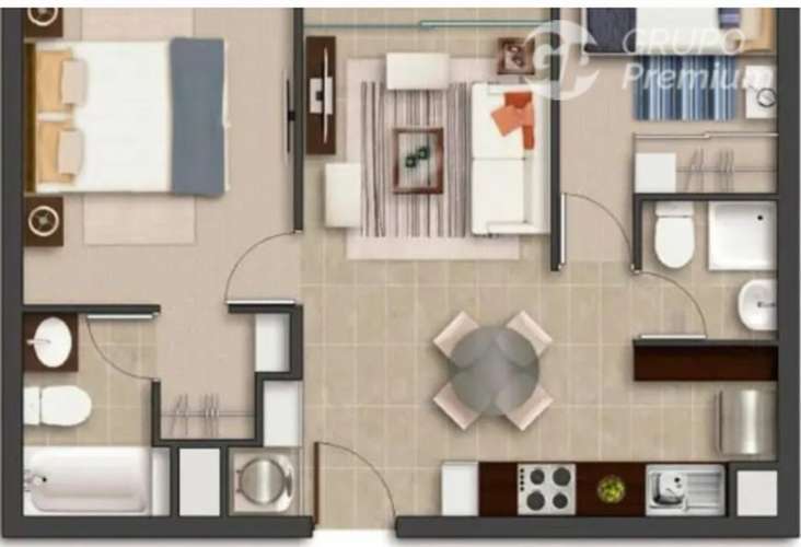 Departamento en arriendo de 2 dorm. en Independencia - Imagen 1