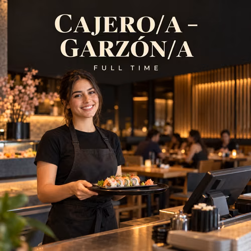  ¡BUSCAMOS CAJEROS/AS – GARZONES/AS! FULL TIME Y PART TIME