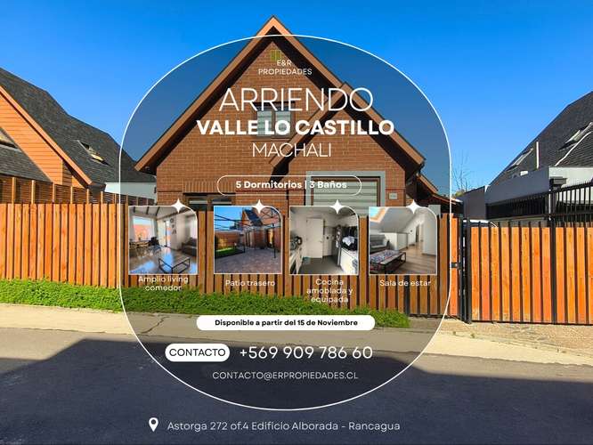 Arriendo Valle Lo Castillo Machalí 5D 3B 138 M Año 2023