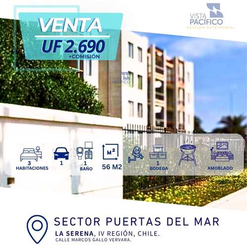 SE VENDE DEPARTAMENTO EXCLUSIVO SECTOR DE LA SERENA