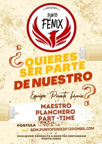 ¡BUSCAMOS MAESTRO SANGUCHERO – PUNTO FÉNIX!