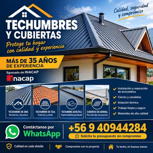 TECHUMBRES Y CUBIERTAS  ATENCIÓN EN TODA LA QUINTA REGIÓN