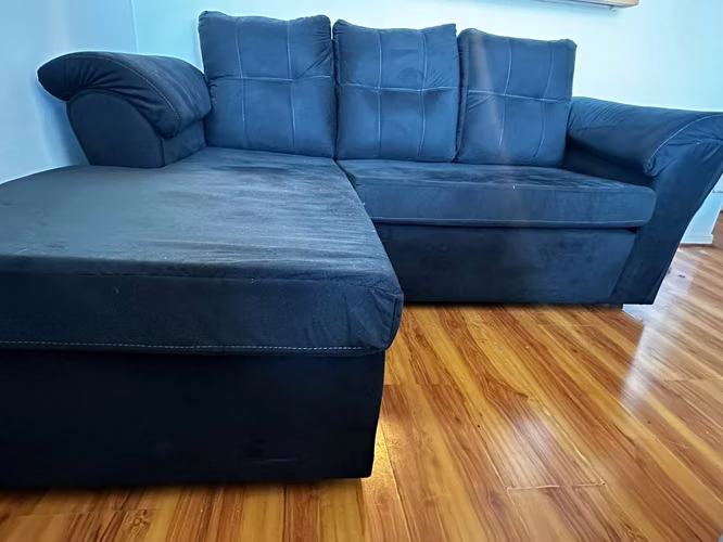 Sofa seccional intercambiable 3 cuerpos felpa negro