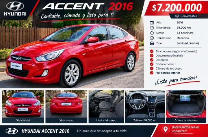 Auto hyundai accent 2016