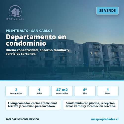 Depto 2 Dorm Terraza Parque Monteandino Puente Alto