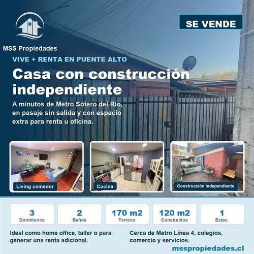 Casa 1 Piso 2D + Espacio Independiente Cerca Metro L4