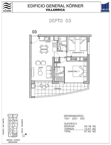 Depto 2 Dorm 2 Baños Edificio Volcán Villarrica - Imagen 10