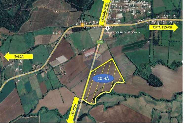 Terreno 10 ha a 700 mt cruce colbun - corralones.