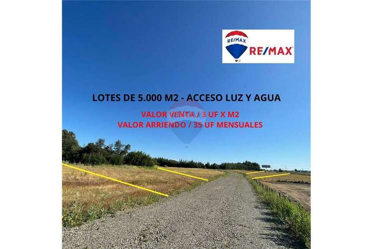 Arriendo lotes de 5.000 m2-3 uf x m2 cruce unihue.