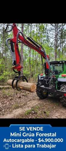 Mini grúa forestal autocargable con garra