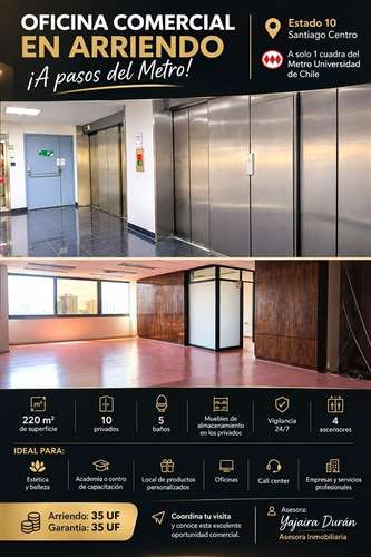 Oficina en arriendo en Universida de chile- Estado 10