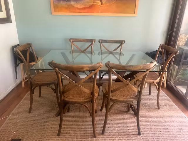 Mesa De Comedor Rectangular De Vidrio Y Madera (150x90 cm)