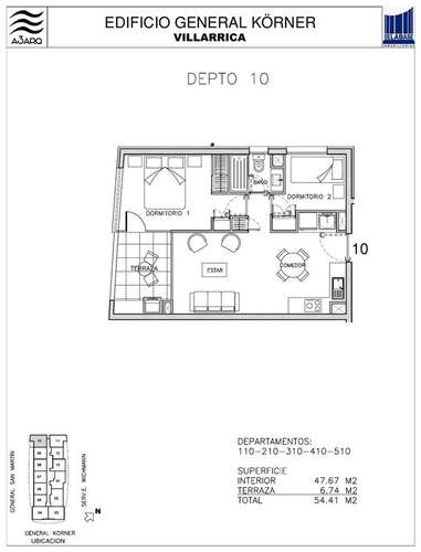 Depto 2 Dorm 1 Baño Edificio Volcán Villarrica - Imagen 10