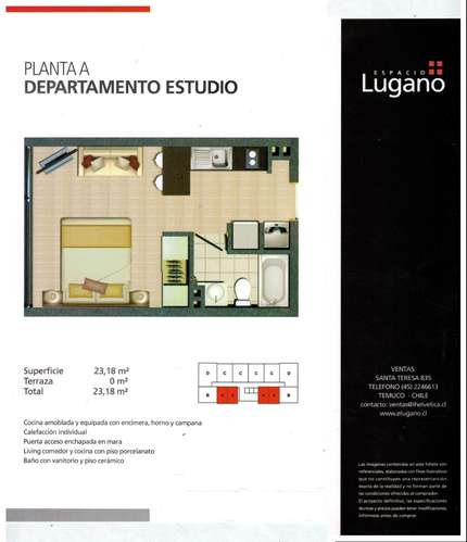 Arriendo departamento estudio Edificio Lugano, gastos comunes incluidos - Imagen 13