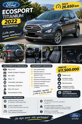 Ford Ecosport año 2022 automatico, 