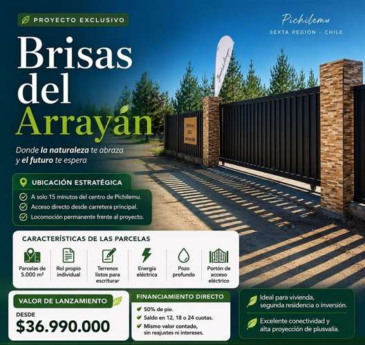 Parcelas 15 minutos de Pichilemu, urbanizadas