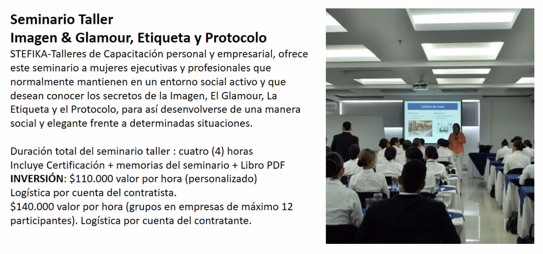 Taller Presencial de Imagen Personal, Etiqueta y Protocolo en Cali