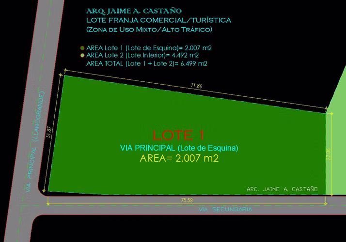 ARRIENDO Lote COMERCIAL Llanogrande. FRENTE a VÍA PRINCIPAL para RESTAURANTE (Franja Comercial/Turística) *OPORTUNIDAD* - Imagen 2