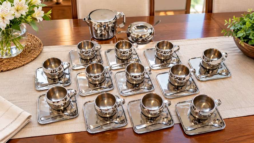Elegancia Tramontina: Juego De Té Completo 12 Puestos, Azucarera Y Lechera