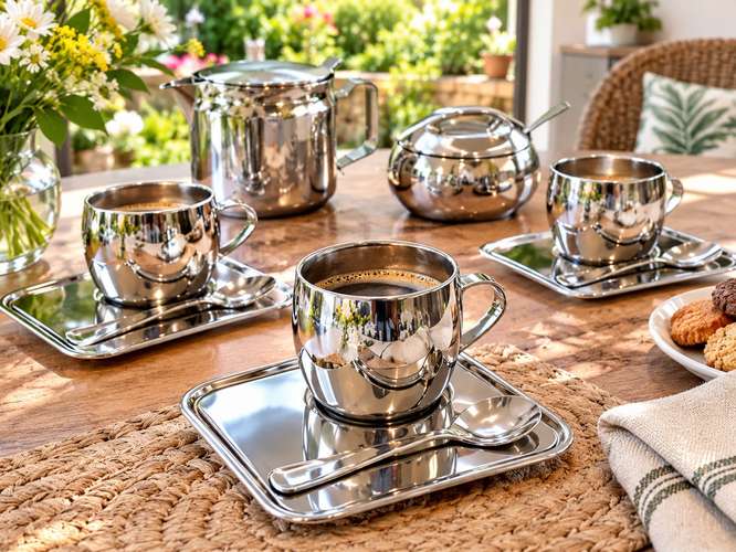 Elegancia Tramontina: Juego De Té Completo 12 Puestos, Azucarera Y Lechera