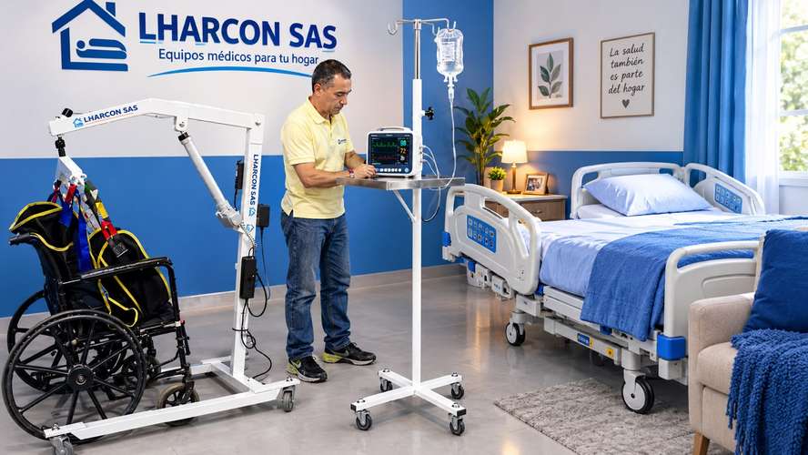Atril porta sueros con bandeja inoxidable para monitor