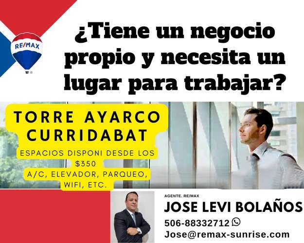 Oficinas para alquiler en Ayarco, Curridabat (Espacios desde los $350-$1200)
