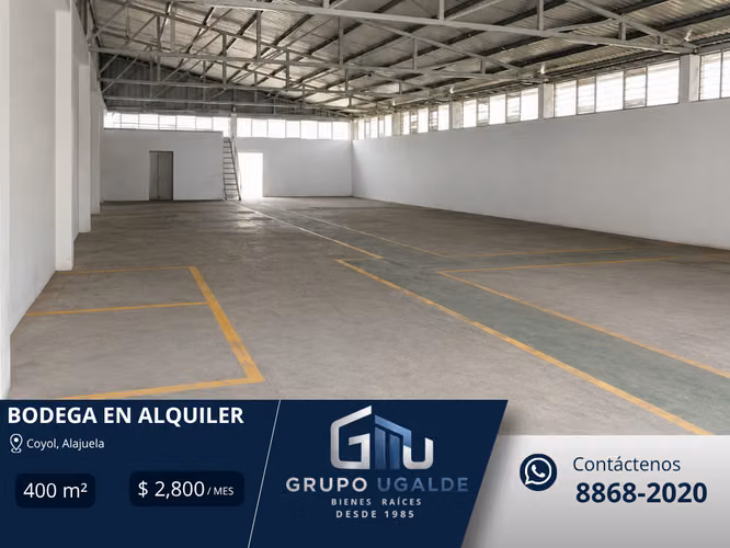 Alquiler bodega Alajuela Coyol 400M2 - Imagen 1